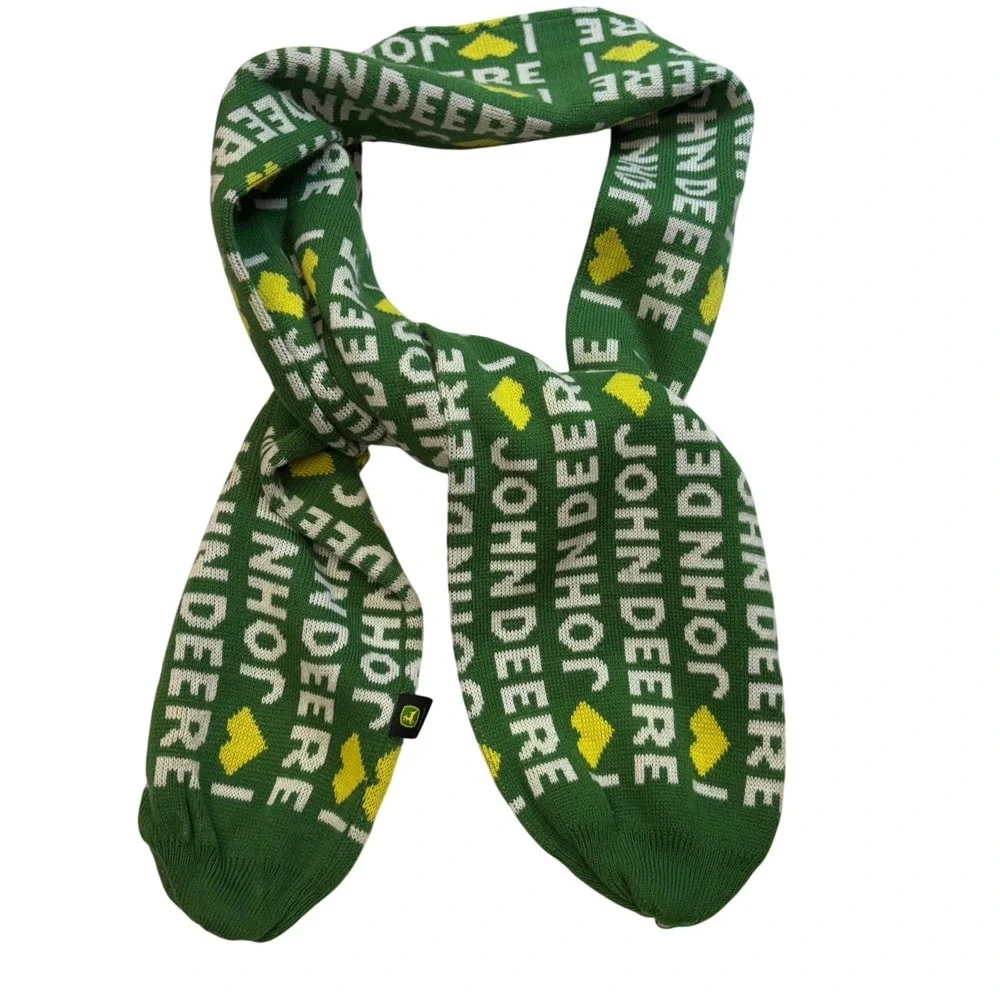 John Deere | Scarf | Green White‎ Yellow | Logo | Knit | No Pom Poms